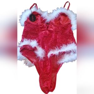 Avidlove Red with white fur  Santa Christmas teddy, size large, new with tags